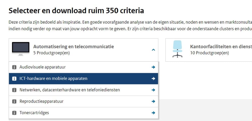 Stap 1 met de MVOO-tool: de criteriatool openen