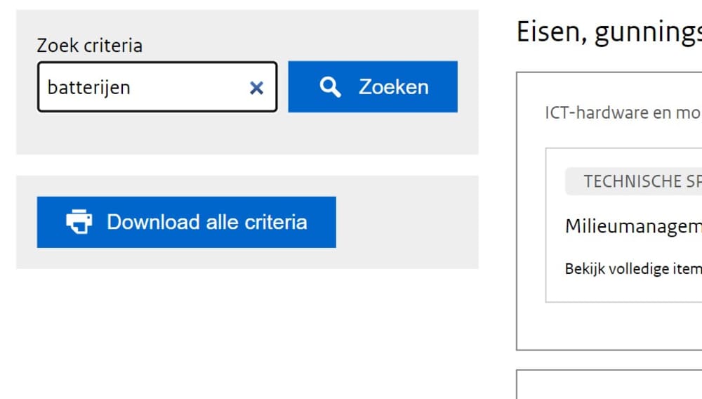 Stap 2 met de MVOO-tool: criteria zoeken