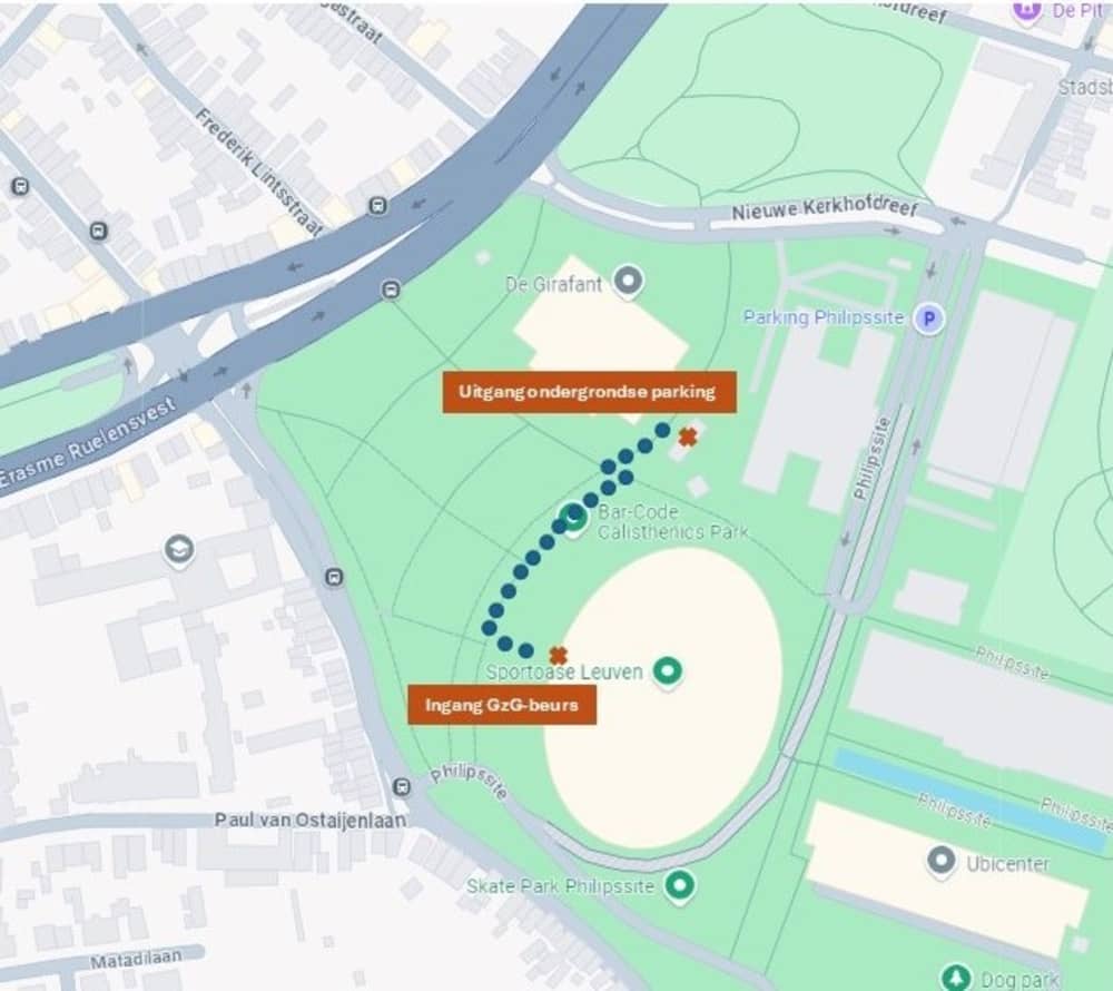 Plan van de Philipssite met aanduiding van de toegang tot de GzG-kennisbeurs