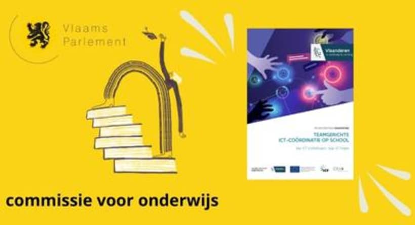 logo Vlaams parlement en tekening bevoegdheid onderwijs en vorming