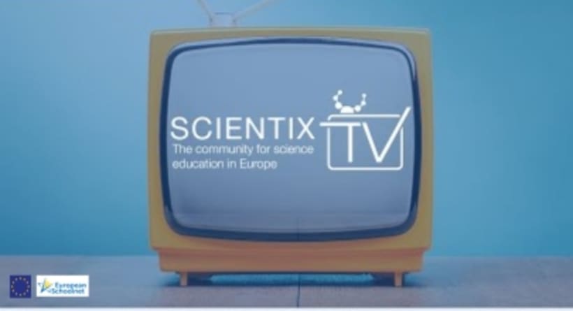 beeldbuis tv met daarin het logo van Scientix tv