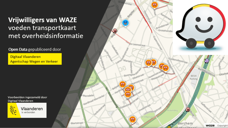 Vrijwilligers van Waze voeden de transportkaart met overheidsinformatie